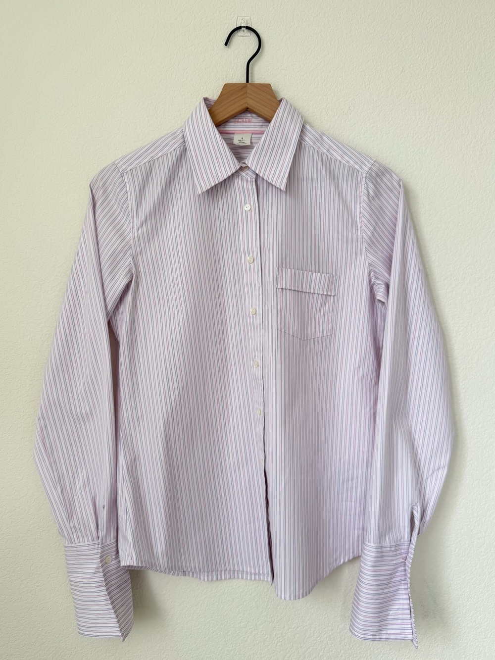 J.Crew Button-Down Shirt Long Sleeve Blouse Vertical Stripes Size 6 100% Cotton